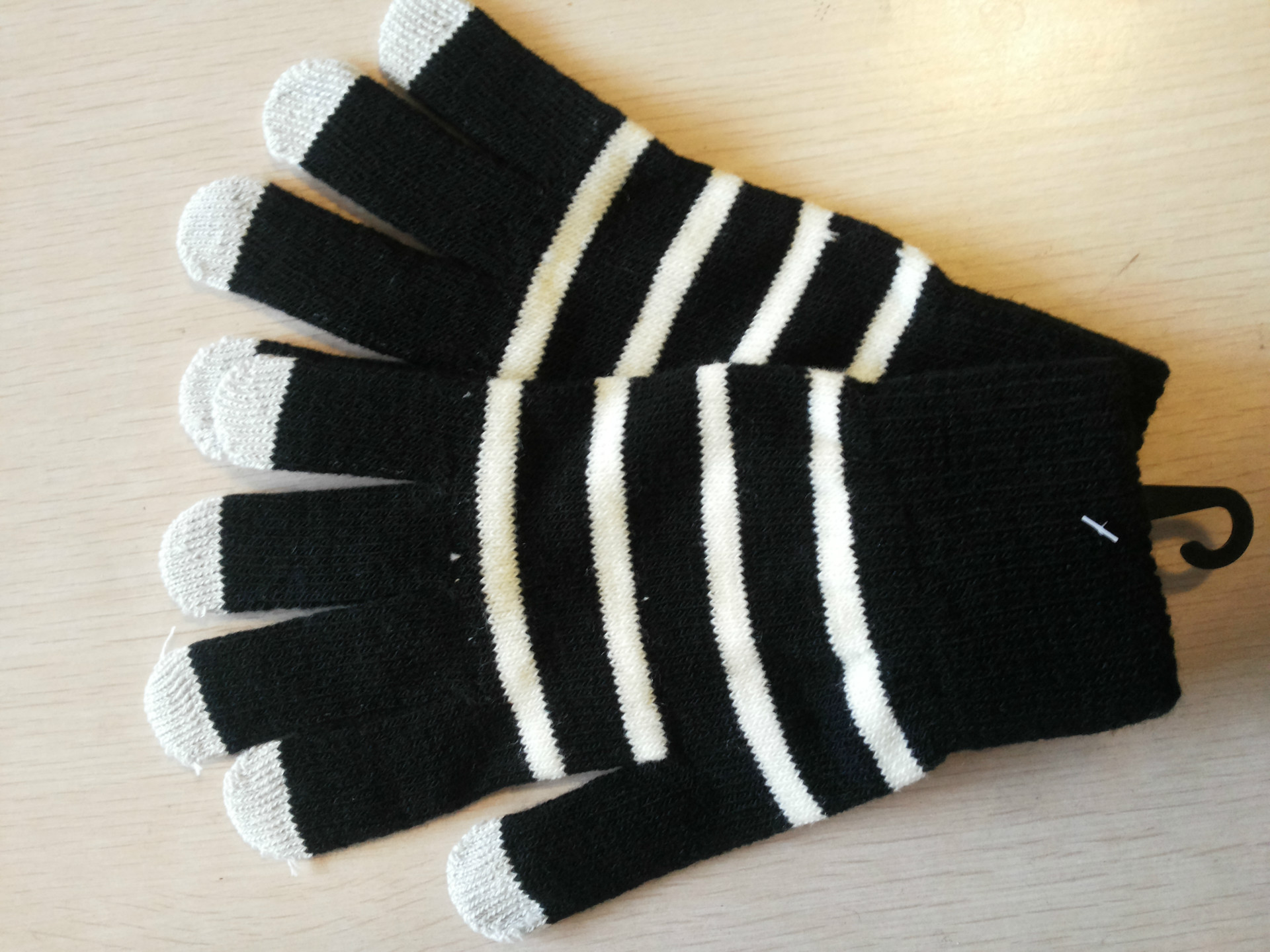 Shun Zun que hace punto fábrica envío gratuito cinco dedo táctil pantalla del teléfono móvil guantes acrílico doble color rayado pantalla táctil magia guantes