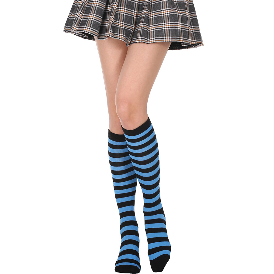 Calcetines de media pantorrilla de las mujeres japonesas calcetines hasta la rodilla a rayas calcetines de mujer estilo universitario fábrica al por mayor
