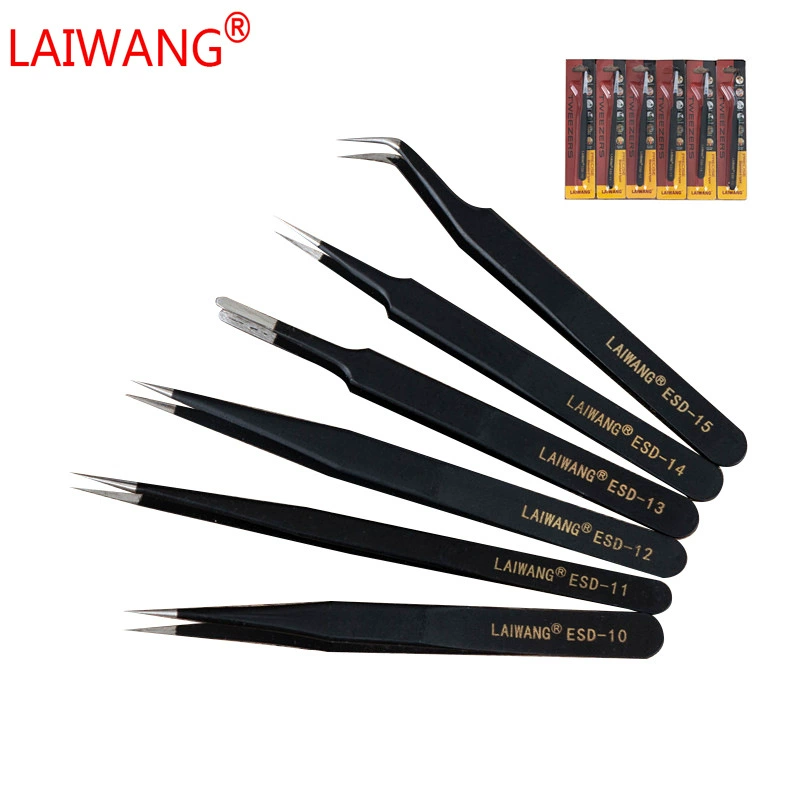 Пинцет из нержавеющей стали черный Пинцет Кончик локтя Пинцет Bird's Nest Пинцет ESD