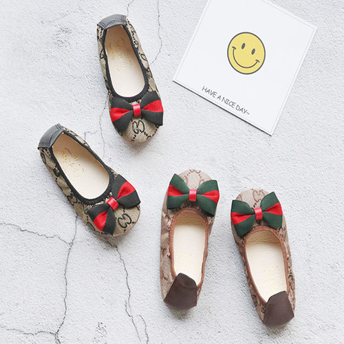 Children's canvas shoes spring new Korean style bow single shoes girls baby toddler shoes 1-3-7-9 years old children's shoes