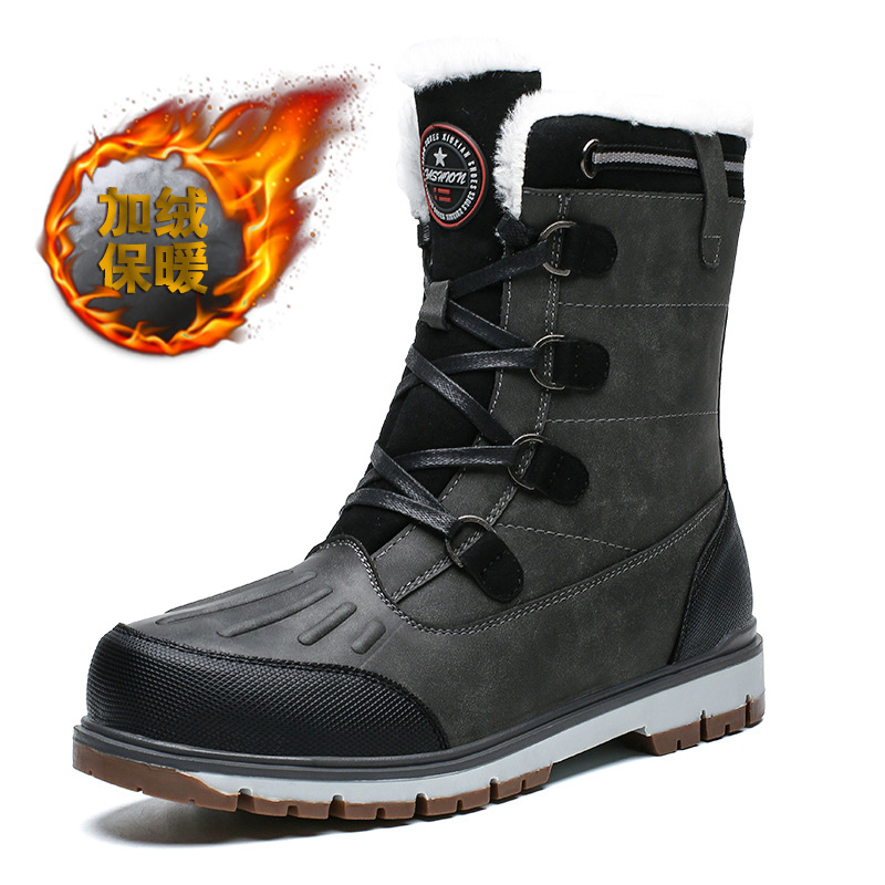 Invierno más tamaño forrado de lana de alta calidad zapatos de algodón grande de moda de alta-top caliente zapatos de los hombres botas de nieve botas de ocio al aire libre de los hombres