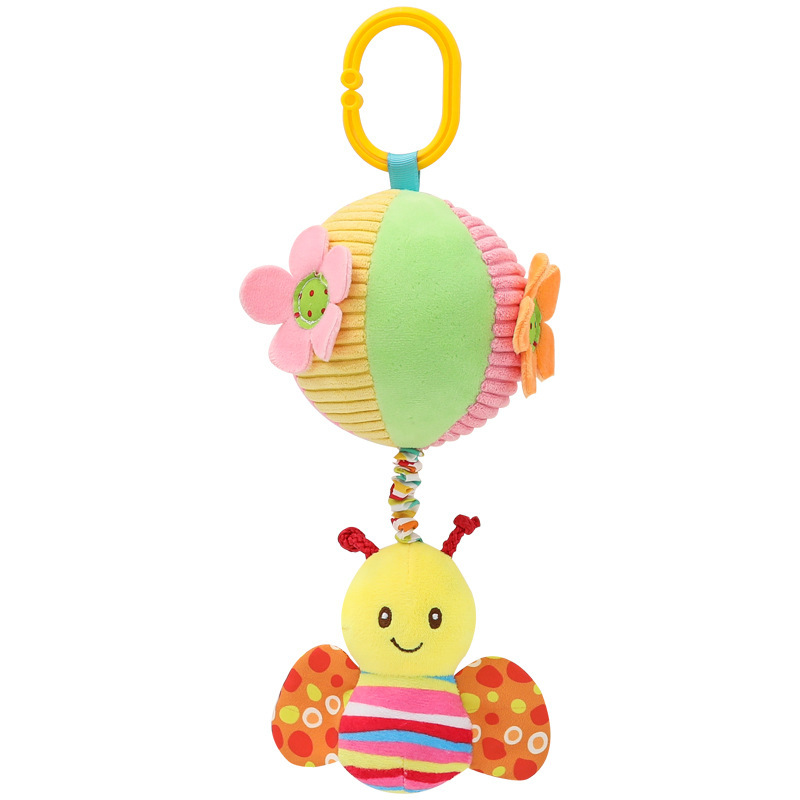 Feliz mono bebé coche colgante cama colgante cordón paño bola juguete bebé calmante mano bola de peluche cama Bell