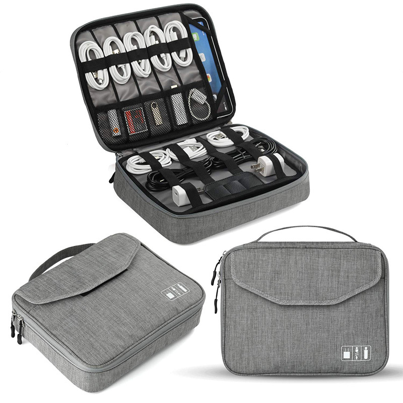 Manufacturer Customized Cross-Border Travel Work Tablet Power Cosmetics Bag New Waterproof Digital Data Cable Cosmetics Bag