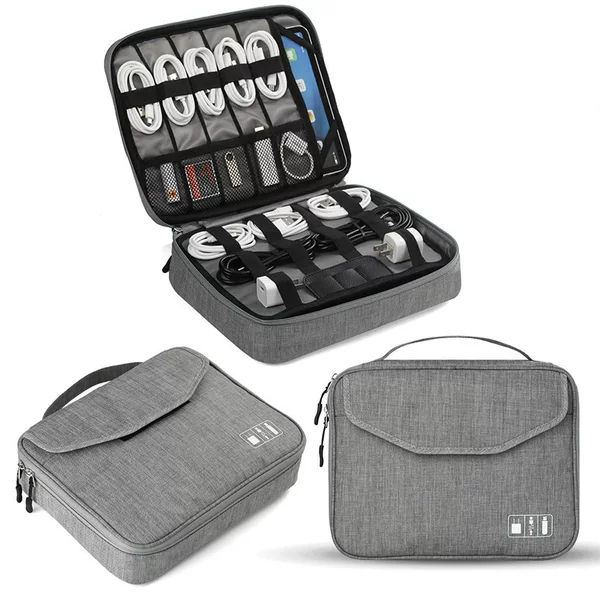 Manufacturer Customized Cross-Border Travel Work Tablet Power Cosmetics Bag New Waterproof Digital Data Cable Cosmetics Bag