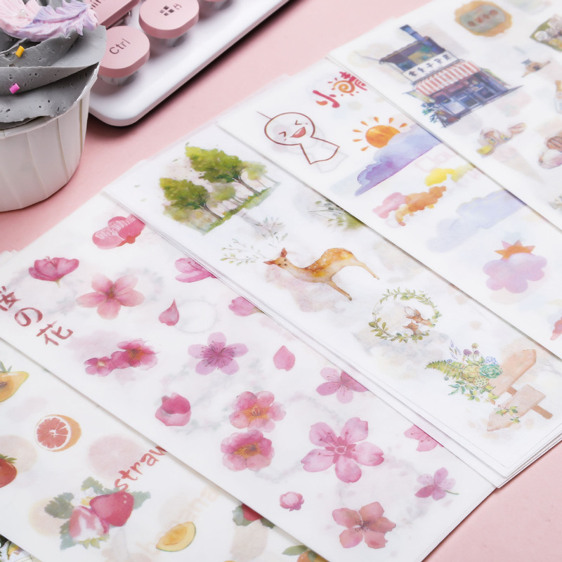 Original Goo Card Hand Account and Paper Sticker Text Food Hand Account Small Fresh Literary Character Cartoon MengMeng Small Cute