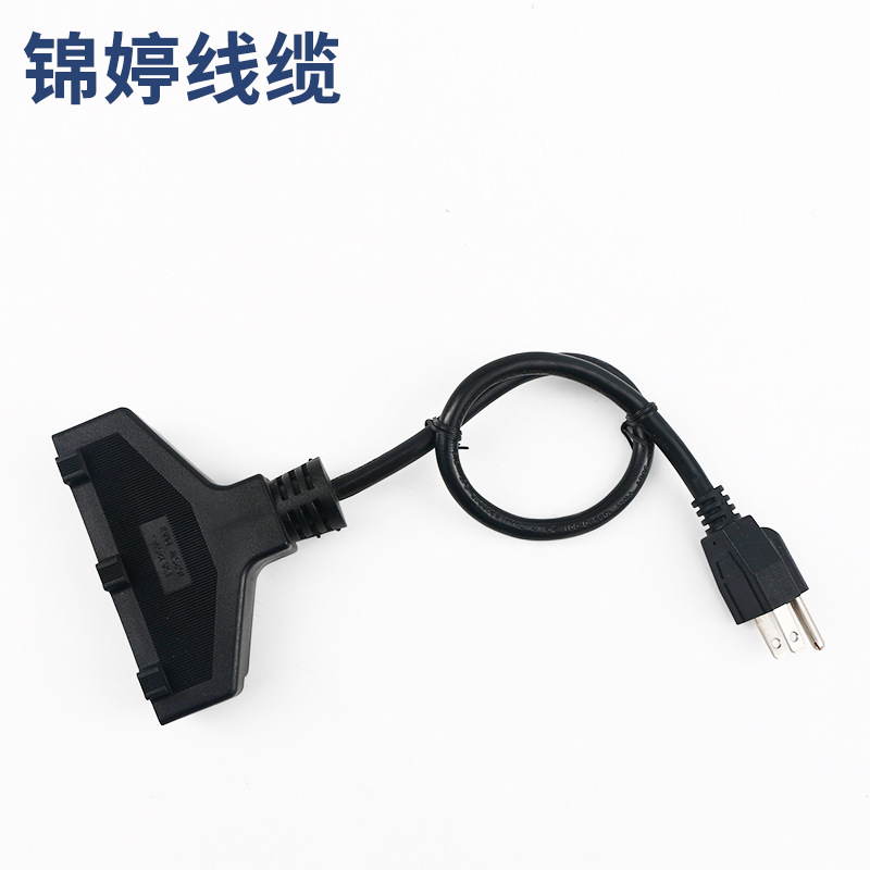 源头厂家供应 美式户外SJTW电源线插头 美标一拖三延长线扫把头