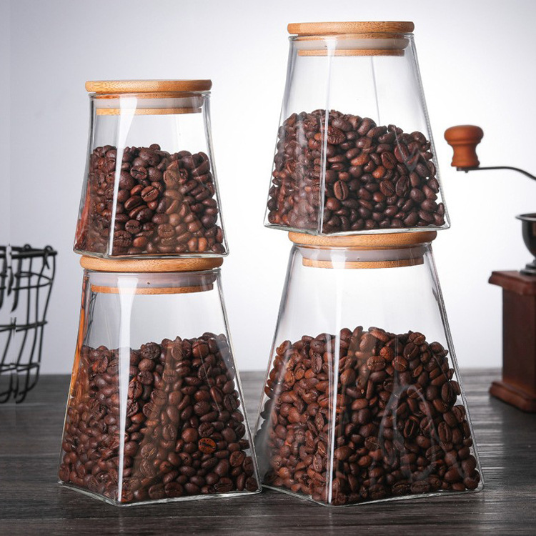 Frascos sellados de vidrio de borosilicato de alta calidad al por mayor del fabricante, con tapas de bambú, frascos de almacenamiento transparentes, frascos para dulces, frascos de almacenamiento para cocina, frascos para té