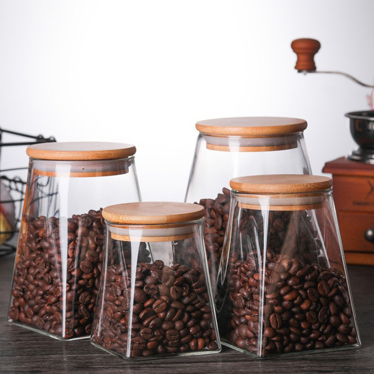 Frascos sellados de vidrio de borosilicato de alta calidad al por mayor del fabricante, con tapas de bambú, frascos de almacenamiento transparentes, frascos para dulces, frascos de almacenamiento para cocina, frascos para té