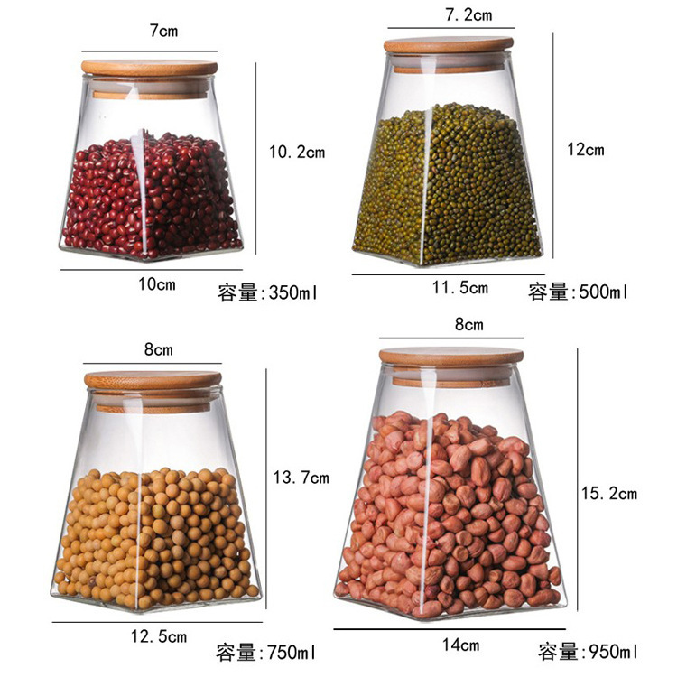 Frascos sellados de vidrio de borosilicato de alta calidad al por mayor del fabricante, con tapas de bambú, frascos de almacenamiento transparentes, frascos para dulces, frascos de almacenamiento para cocina, frascos para té