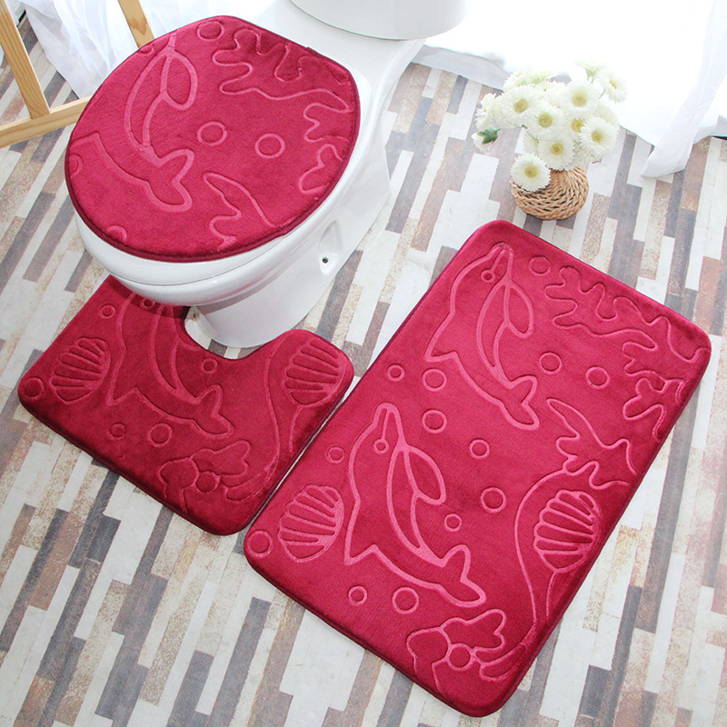 Toilet mat three-piece carpet a generation of hair household bathroom non-slip absorbent mat toilet door mat mat