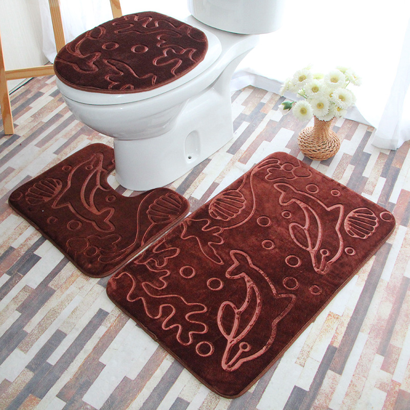 Toilet mat three-piece carpet a generation of hair household bathroom non-slip absorbent mat toilet door mat mat