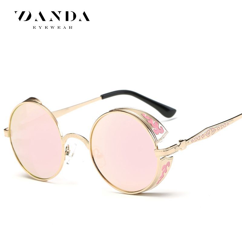 Gafas de Sol Retro Redondas al por Mayor de Fábrica, Gafas de Príncipe con Patrón Grabado, Gafas de Sol Reflectantes 881, Venta Directa