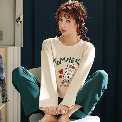 Factory Direct Sales New Spring and Autumn Season Multiple Long-Sleeve Nightgowns for Women Autumn Cartoon Cute Ladies Home Wear Set Wholesale