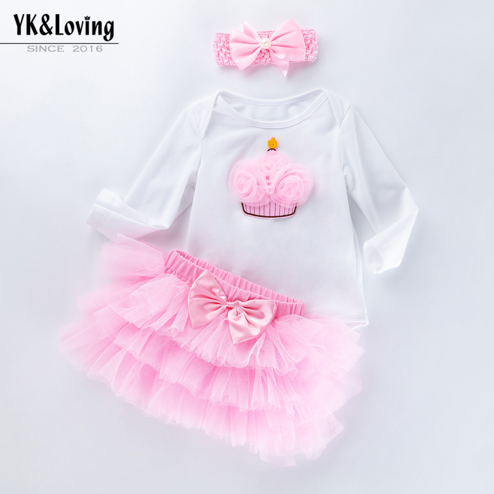 2022 New Children's Wear Cartoon Baby Girl High Quality Cotton Fashion Long Sleeve Hassel Six-layer Dress Suit 0-2 Years Old