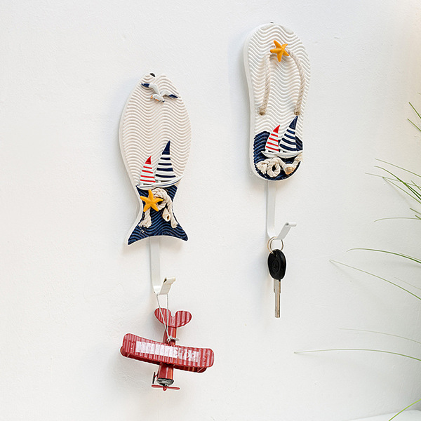 Mediterranean style coat hook home jewelry wall hook small fish…