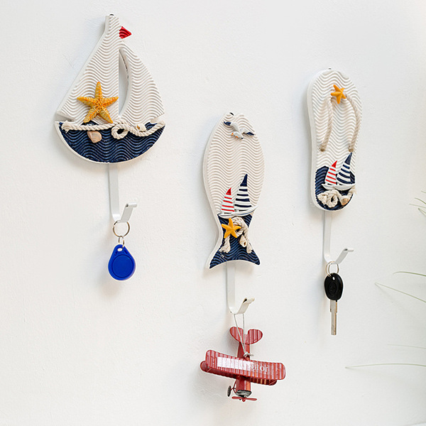 Mediterranean style coat hook home jewelry wall hook small fish…