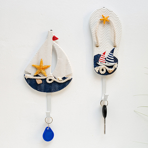 Mediterranean style coat hook home jewelry wall hook small fish…