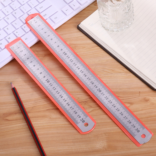 Office supplies stainless steel ruler 20cm30cm ruler thick 0.5mm manufacturer wholesale metal measuring ruler