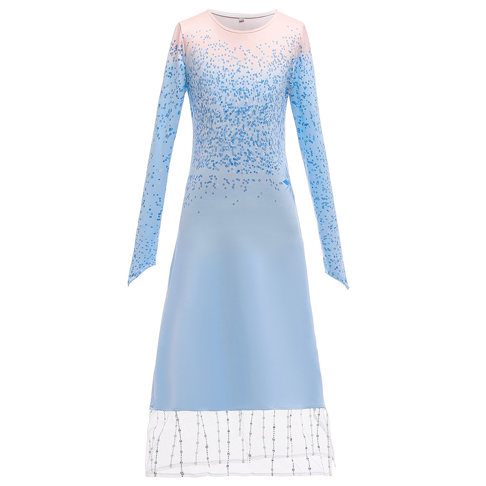 Cross-Border Girls' New Frozen 2 Elsa Princess Dress Performance Costume Three-Piece Set Cos Dress Little Princess