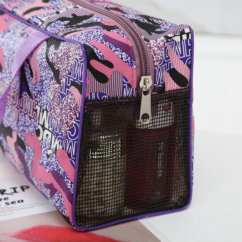 Retro de gran capacidad de camuflaje bolsa cuadrada de almacenamiento de cilindro bolsa de lavado de hombres y mujeres viajes al aire libre Plaza pequeña bolsa de baño suministro directo