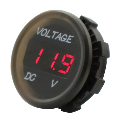 Car-mounted circular LED digital display voltmeter 12-24V car dashboard motorcycle DC power detection instrument (automobile instrument) - red-led-display