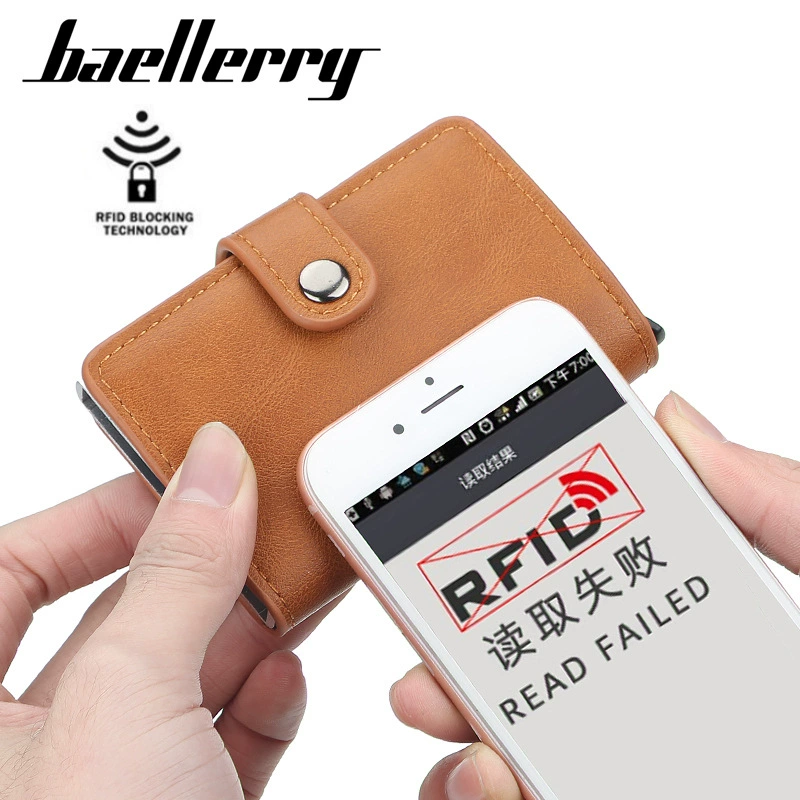 Новый мужской портмоне для карт Baellerry RFID автомат Bomb - тип банковская карта зажим металлическая алюминиевая оболочка антимагнитный защитный чехол
