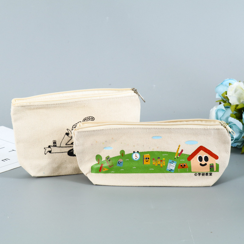 厂家热转印丝印拉链帆布笔袋 定做印花棉布拉链化妆袋定制LOGO