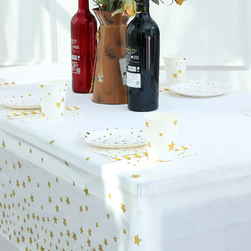 Waterproof and Oil-Proof Cross-Border Supply PEVA Rectangular Printed Tablecloth Modern Simple Star Party Tablecloth