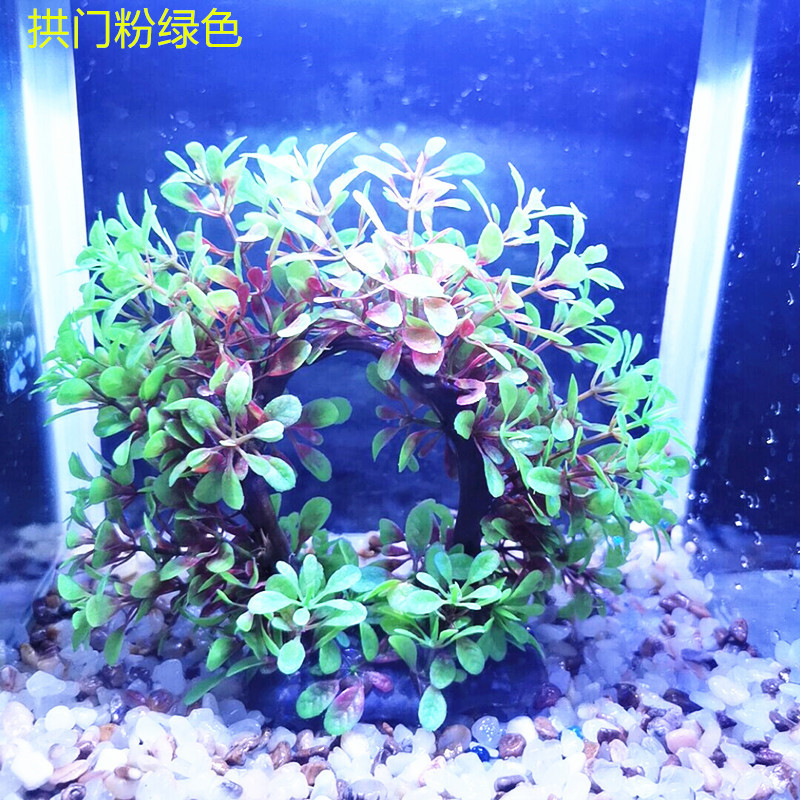 Acuario artificial planta acuática flor pecera paisaje decoración artificial planta paisaje sumergido madera accesorios arco árbol