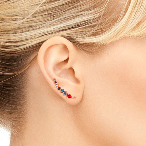 Korean style simple and fashionable colorful zircon earrings for women 3A zircon gold-plated earrings cross-border jewelry wholesale