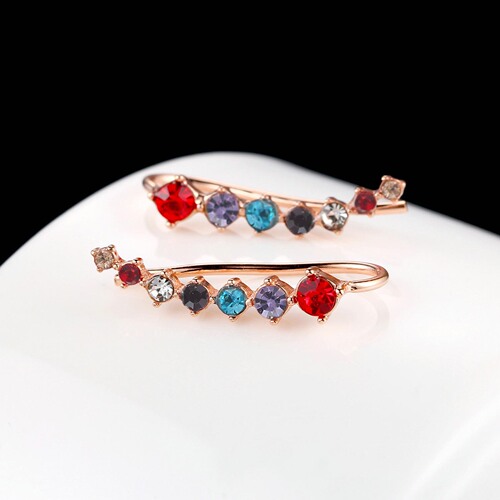 Korean style simple and fashionable colorful zircon earrings for women 3A zircon gold-plated earrings cross-border jewelry wholesale