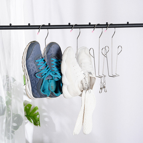 Stainless steel shoe drying rack creative windproof balcony multifunctional shoe hanging shoe drying rack hook shoe drying rack