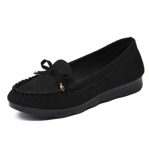Women's Flat Single Shoes, New Old-Style Beijing Cotton Shoes, Casual Black Work Shoes with Soft, Non-Slip Soles, Mother's Shoes, and DouDou Shoes