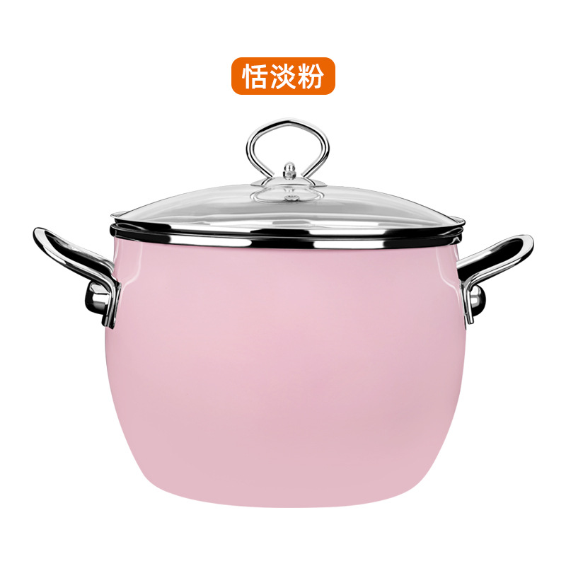 Enamel soup pot Japanese soup pot Korean baby auxiliary food pot induction cooker general enamel pot manufacturer direct selling uncoated