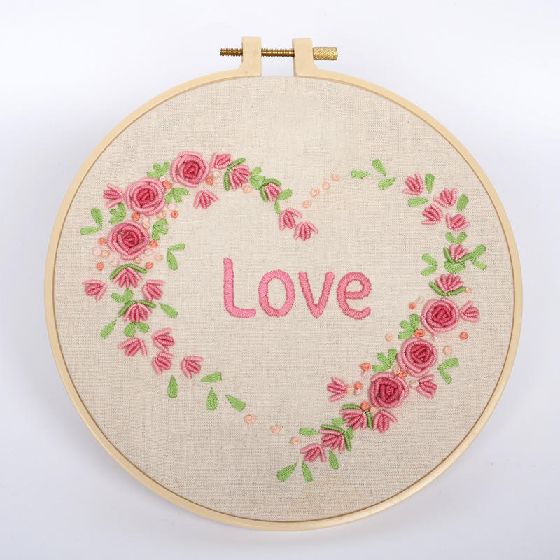 Amante amor el uno con el otro DIY bordado hecho a mano paquete de material kit costura traje lino base tela ha sido pintado