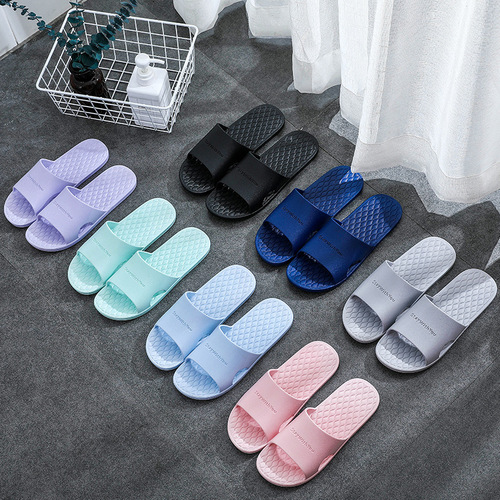New couple cute home supermarket plastic slippers summer hotel bathroom bath soft sole non-slip sandals