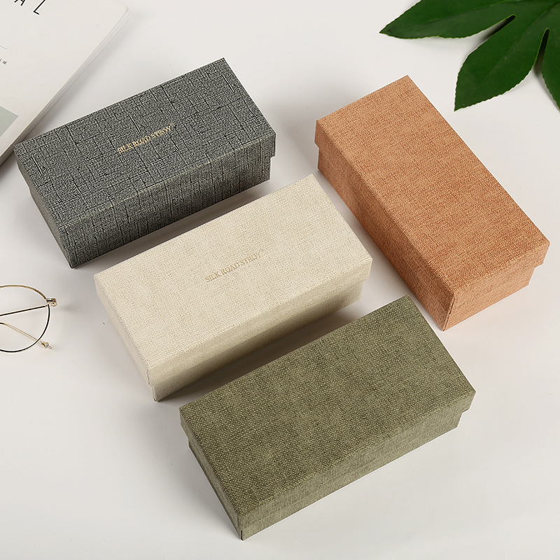 时尚布纹天地盖眼镜纸盒 太阳镜墨镜防压存放收纳盒logo批发