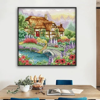 跨境货源NKF十字绣风景系列小屋自己手工绣布艺绣品套件批发加盟