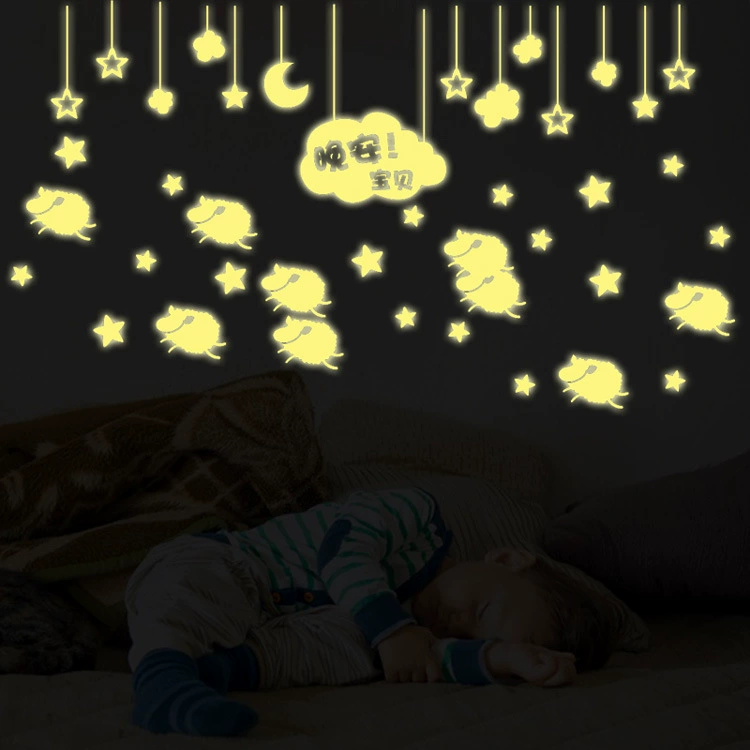 Поставка партии фабрики светящаяся пленка флуоресцентные наклейки поставляем украшения стены наклейки ПВХ бумага с покрытием материал может