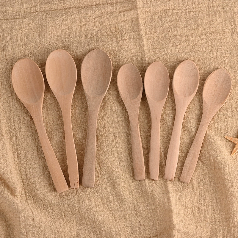 Оптовая Продажа с фабрики остроконечная маленькая ложка из дерева лотоса, лакированная, японская и корейская детская деревянная ложка, коричневая сахарная ложка, приправа