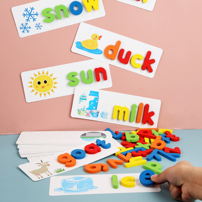 Juego de ortografía de madera para niños 26 letras en inglés Educación Temprana Educación Cognitiva palabras ortografía práctica jugando material didáctico