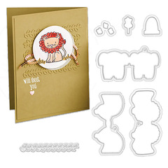 scrapbook DIY刀模碳鋼刀模配印章兒童DIY壓花刀模大象動物套裝