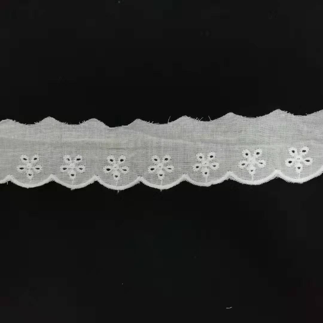 4cm白色棉布镂空刺绣蕾丝花边服装绣花现货批发厂家饰品手工辅料