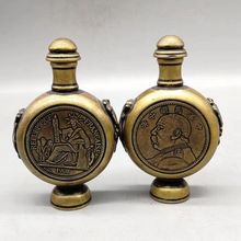 古玩杂项收藏仿古做旧老式鼻烟壶 自由女神袁大头图案桌面摆件