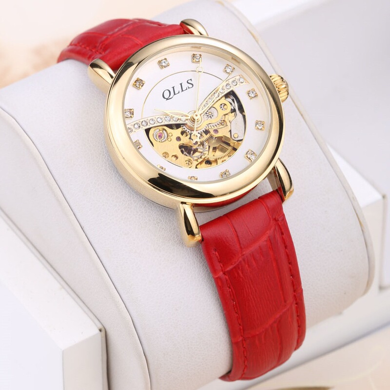 QLLS Counter Watch Women's Waterproof Automatic Mechanical Watch Hollow Belt Fashion Chilo Women's Watch New