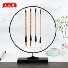 Daily practice calligraphy and pen holder Iron solid wood calligraphy four treasures office desk creative ornaments pen hanging pen holder