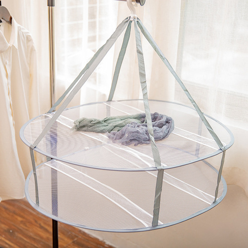 Large Foldable Double-layer Grey Windproof Flat Drying Mesh Clothesline Drying Mesh Clothesline Bag Factory Wholesale