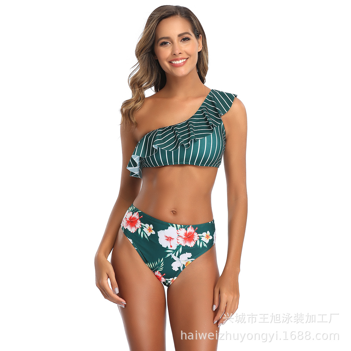 European and American Sexy Bikini Set New Women's Split Swimsuit Ruffled Export Sexy Triangle Swimsuit