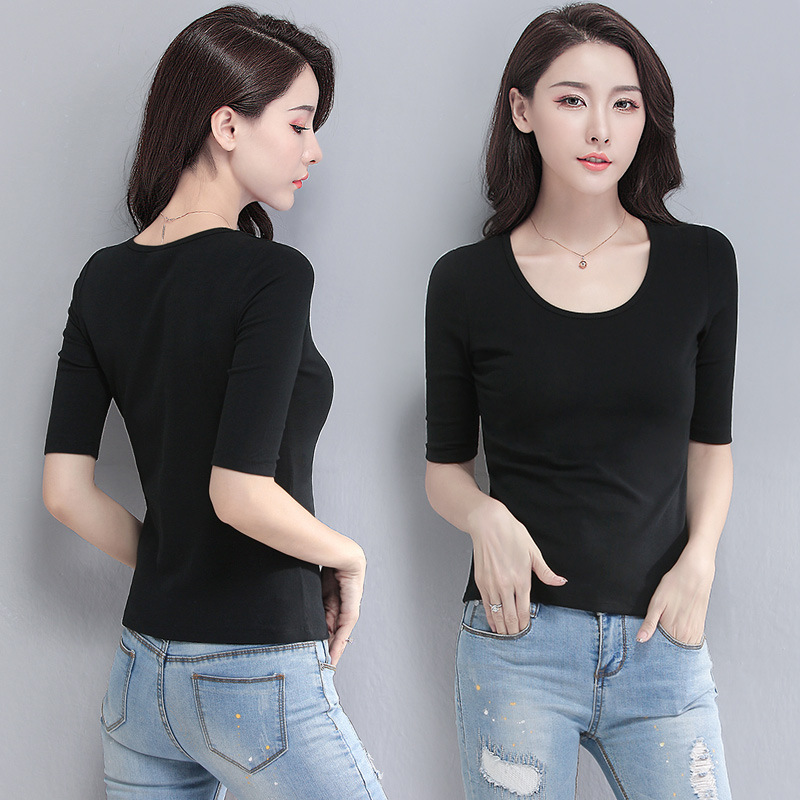 Solid Color Half Sleeve Top T-shirt Women's 2022 New Fashionable Half Sleeve Women's T-shirt Loose Korean Style Summer Clothes