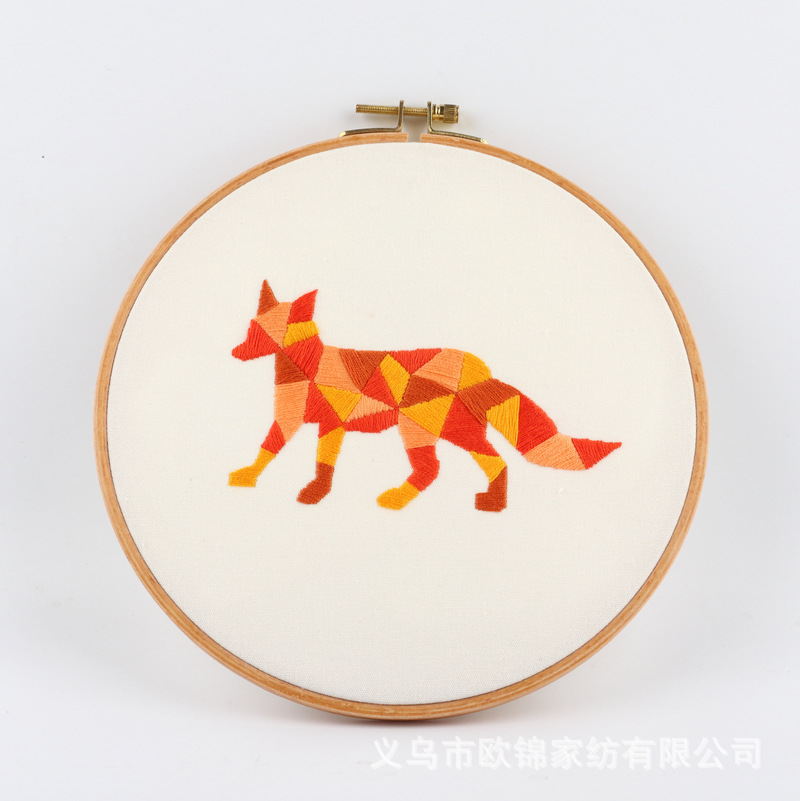 Geométrica animal Fox caballo DIY bordado hecho a mano paquete material costura traje combinación